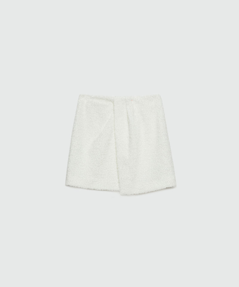 Short skirt in white sponge-effect tweed WHITE Women 