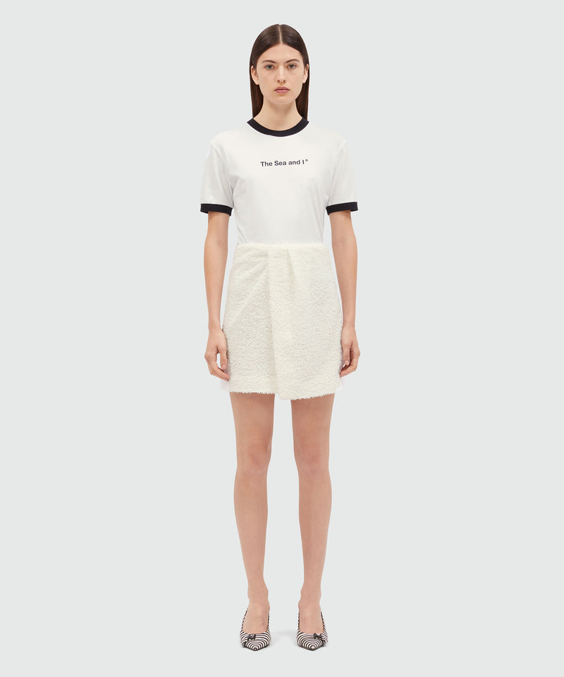 Short skirt in white sponge-effect tweed WHITE Women 