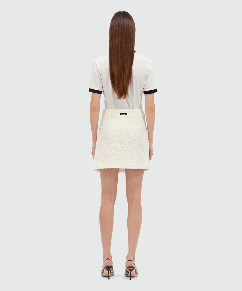 Short skirt in white sponge-effect tweed WHITE Women 