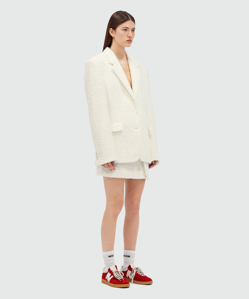 Short skirt in white sponge-effect tweed WHITE Women 