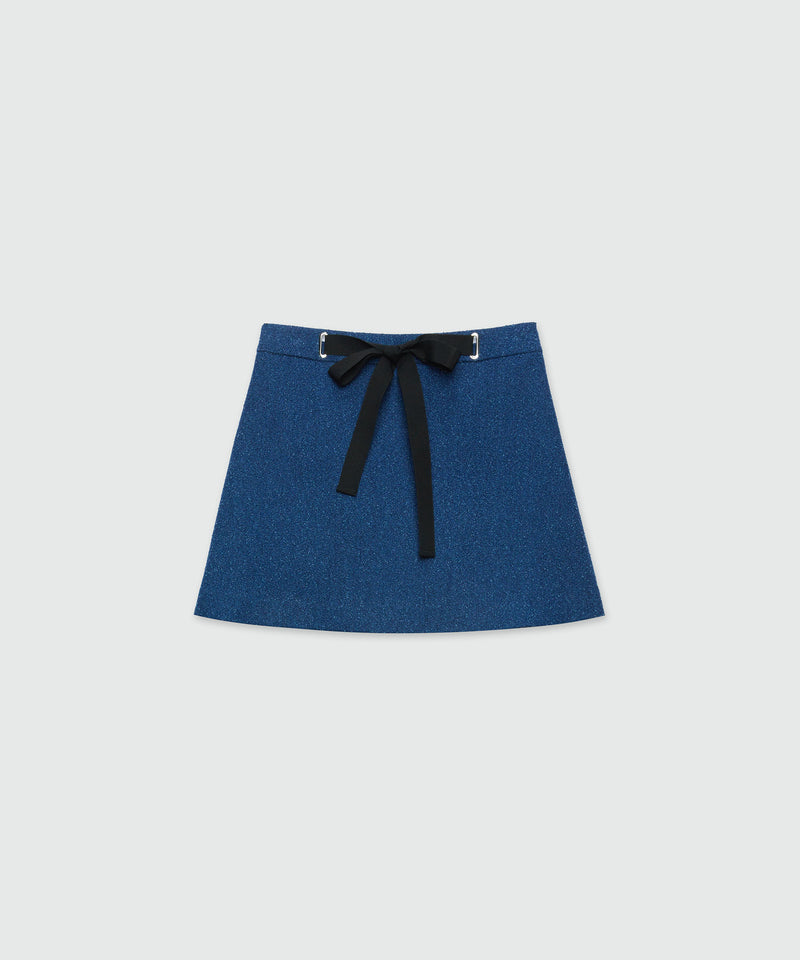 Gonna corta svasata in denim tweed bouclè 88 Donna 