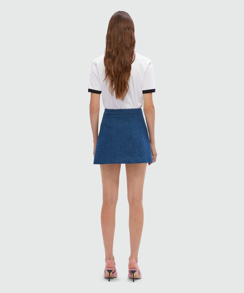 Gonna corta svasata in denim tweed bouclè 88 Donna 