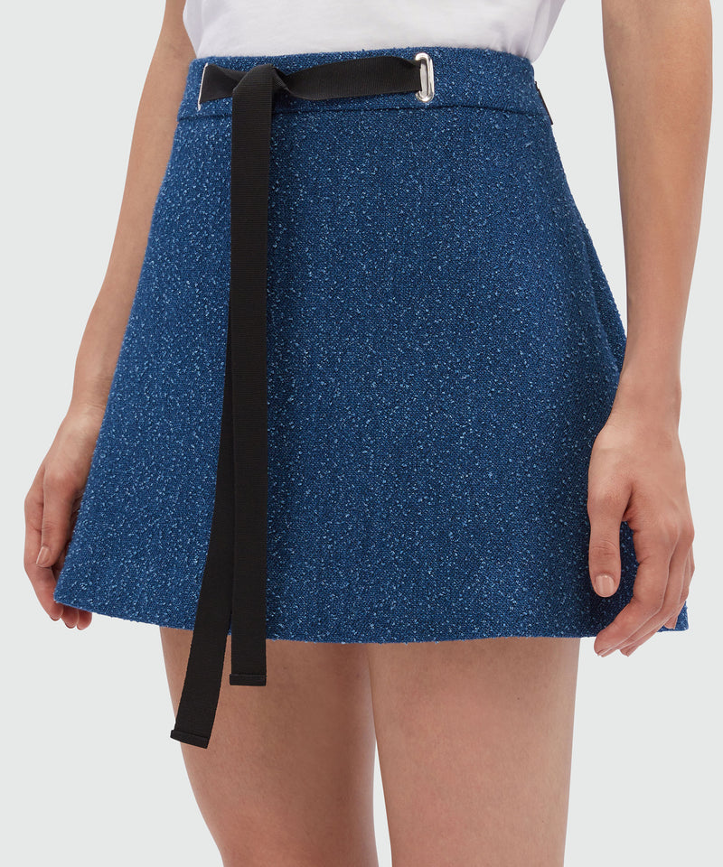 Gonna corta svasata in denim tweed bouclè 88 Donna 