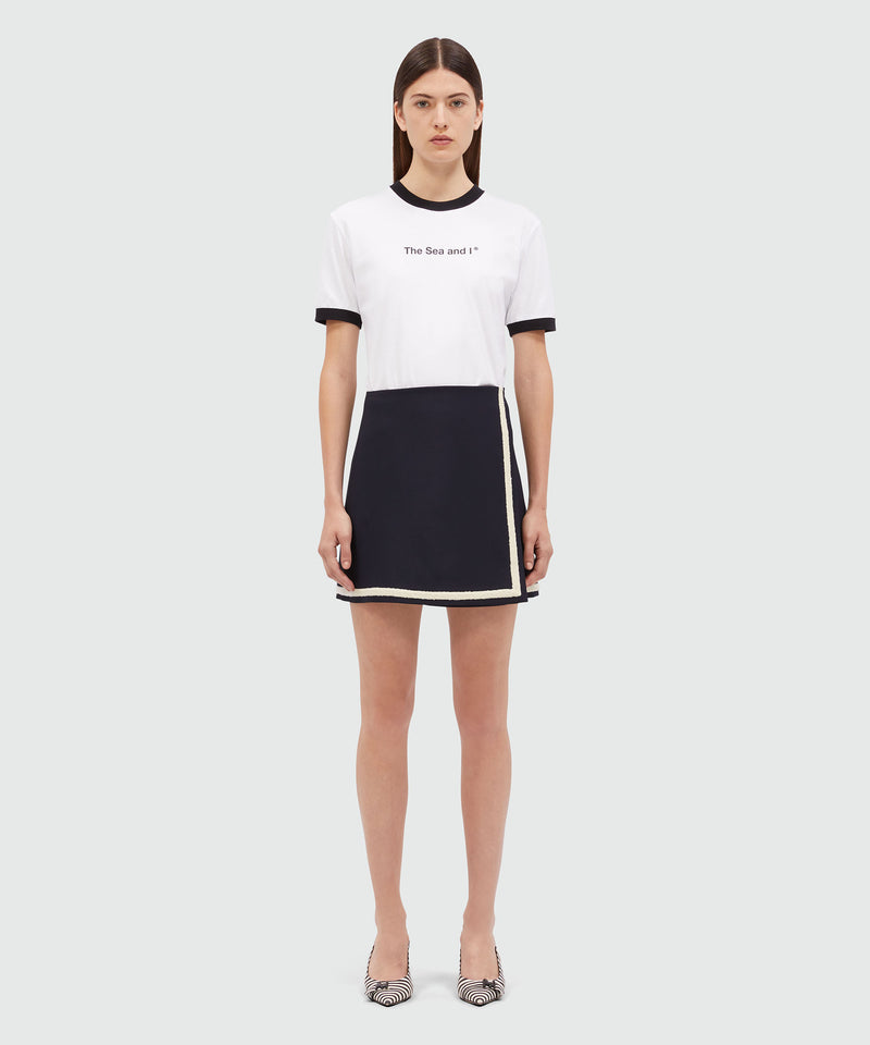 Short skirt in fresco wool with bouclé profiles 88 Women 