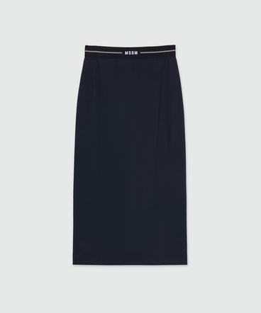 Dark blue cool wool pencil skirt