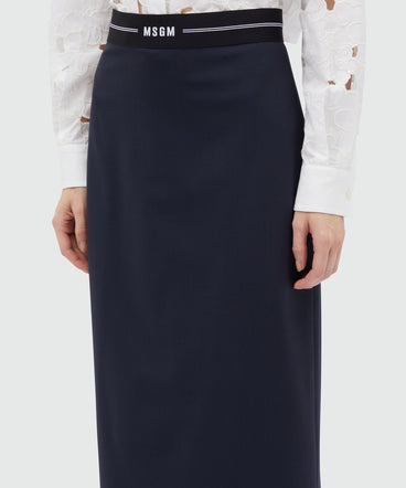 Dark blue cool wool pencil skirt