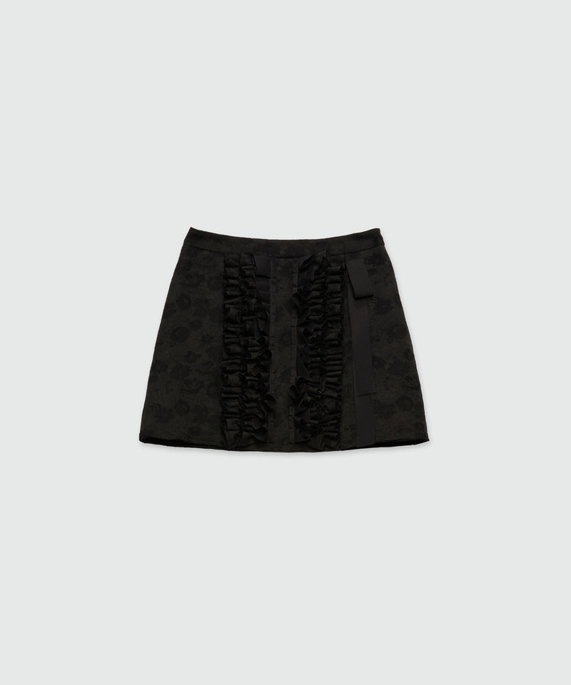 Short jacquard skirt with ruffles Black Women 