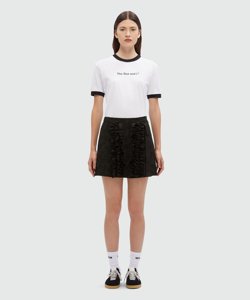 Short jacquard skirt with ruffles Black Women 