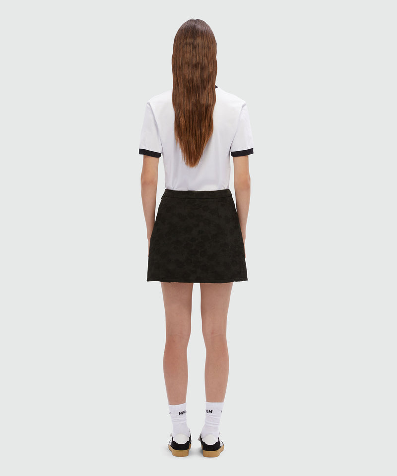 Short jacquard skirt with ruffles Black Women 