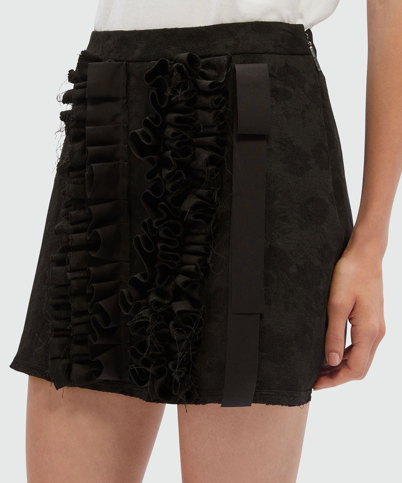 Short jacquard skirt with ruffles Black Women 