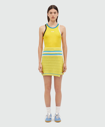 Short knit skirt with striped pattern