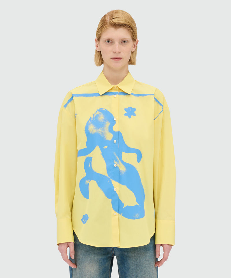 Yellow poplin shirt with "Mermaid" print YELLOW Women 