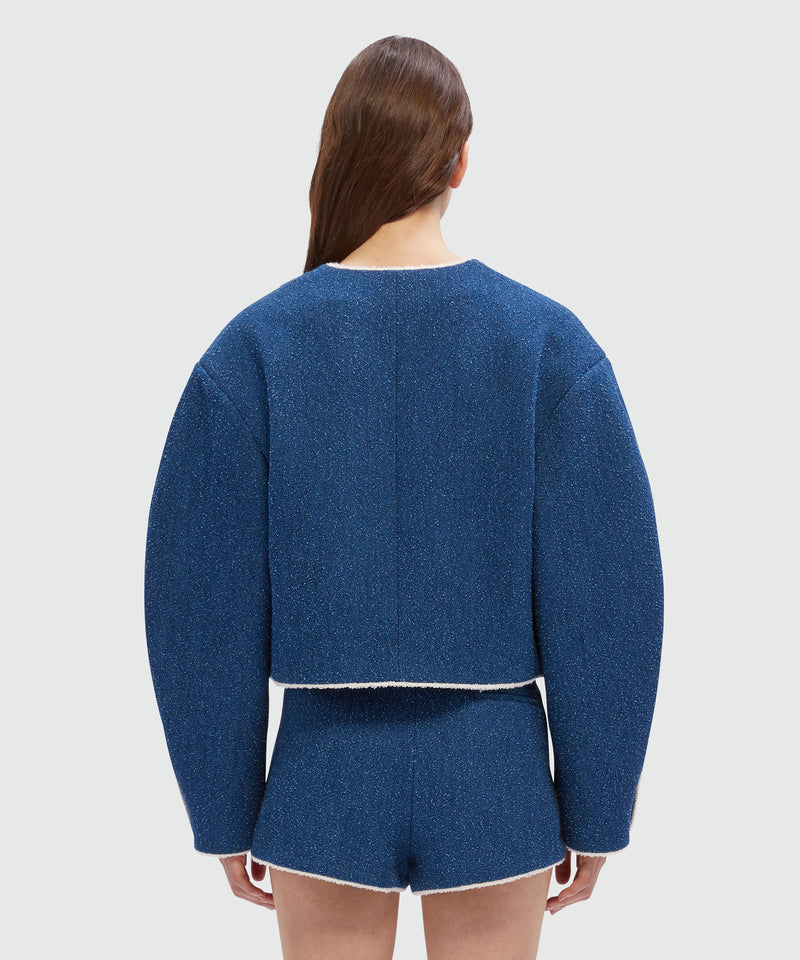 Blue bouclé denim tweed blazer 88 Women 
