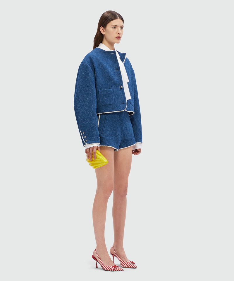Blue bouclé denim tweed blazer 88 Women 