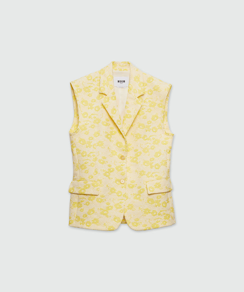 Giacca smanicata in jacquard a fiori GIALLO Donna 