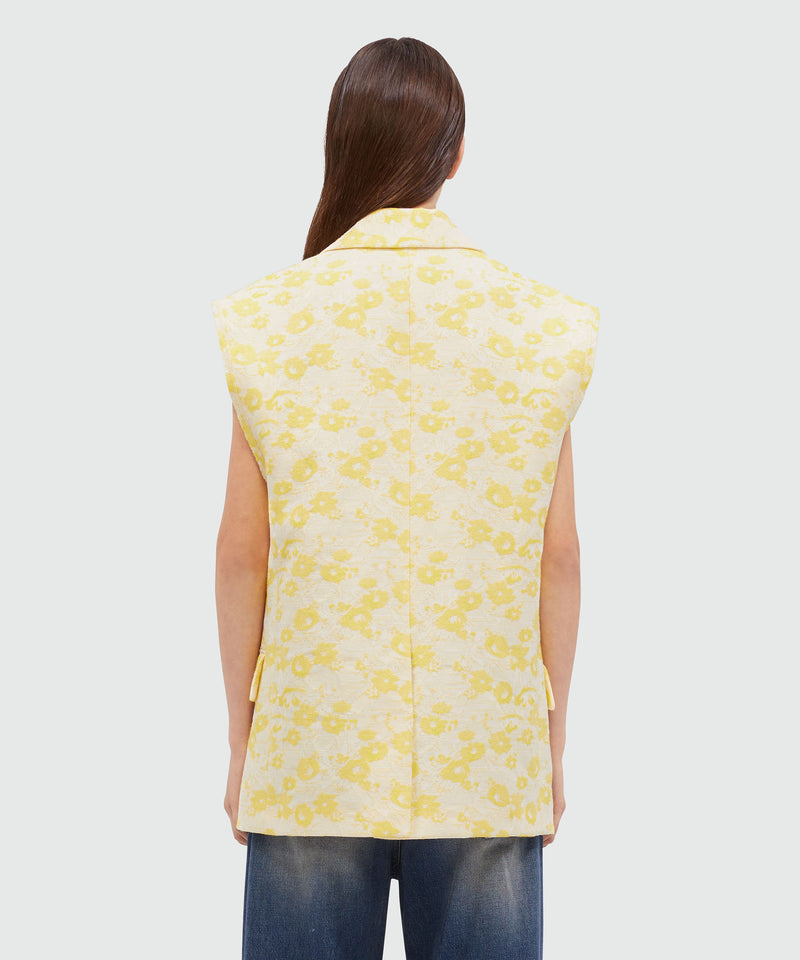 Giacca smanicata in jacquard a fiori GIALLO Donna 