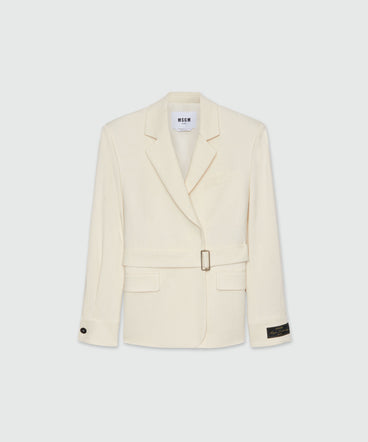 Giacca in canvas fiammato avorio MSGM Tailoring