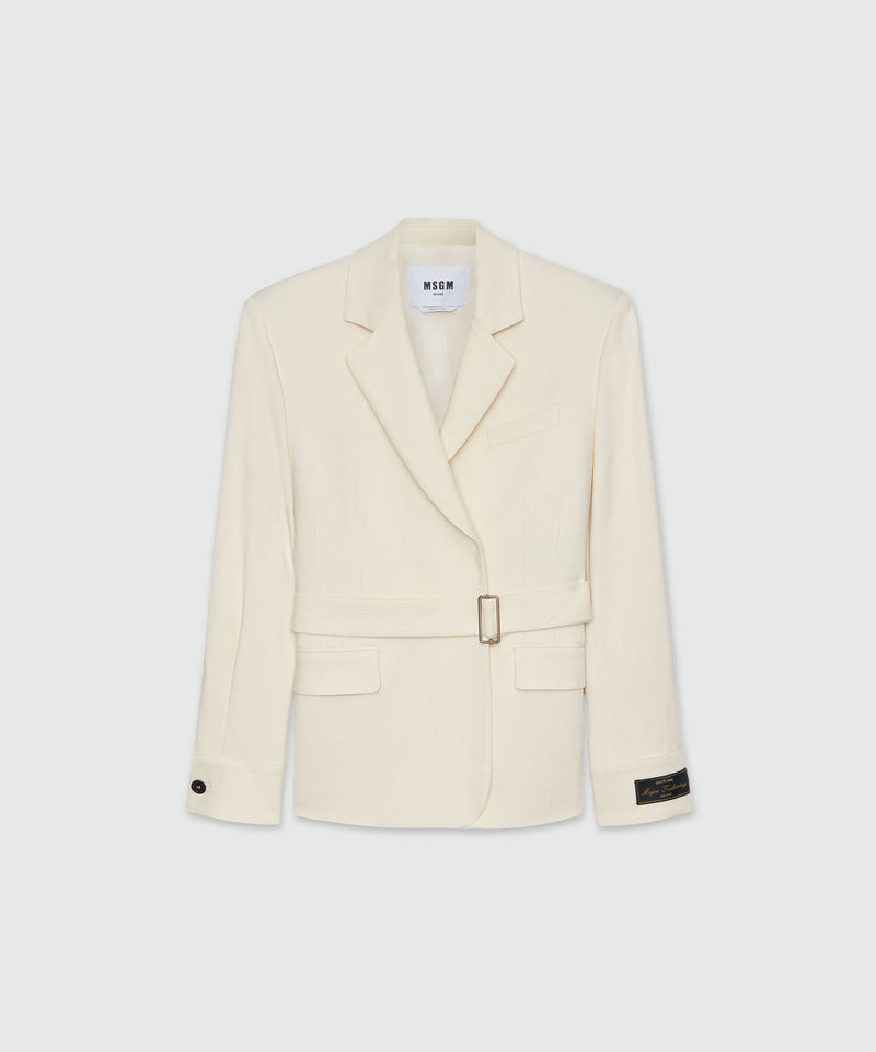 Giacca in canvas fiammato avorio MSGM Tailoring BIANCO SPENTO Donna 