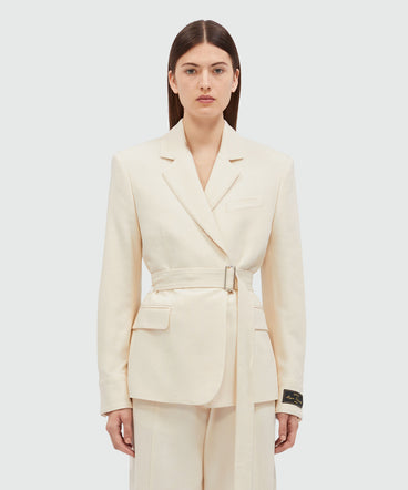 Giacca in canvas fiammato avorio MSGM Tailoring
