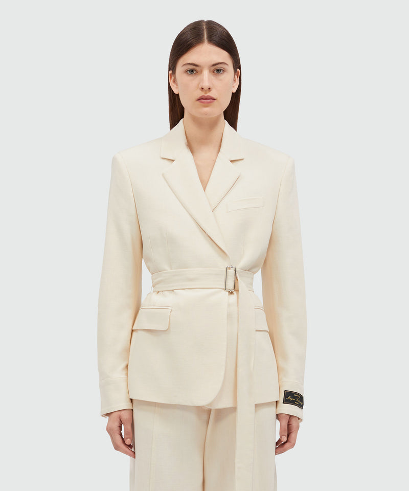 Giacca in canvas fiammato avorio MSGM Tailoring BIANCO SPENTO Donna 