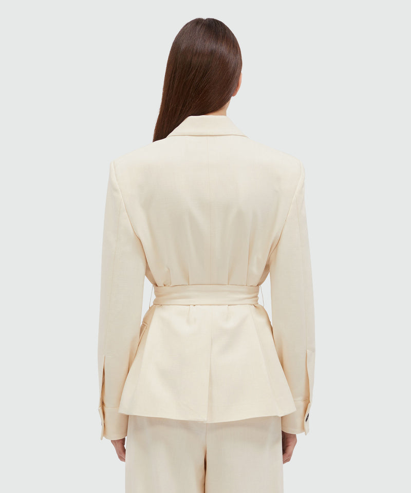 Giacca in canvas fiammato avorio MSGM Tailoring BIANCO SPENTO Donna 