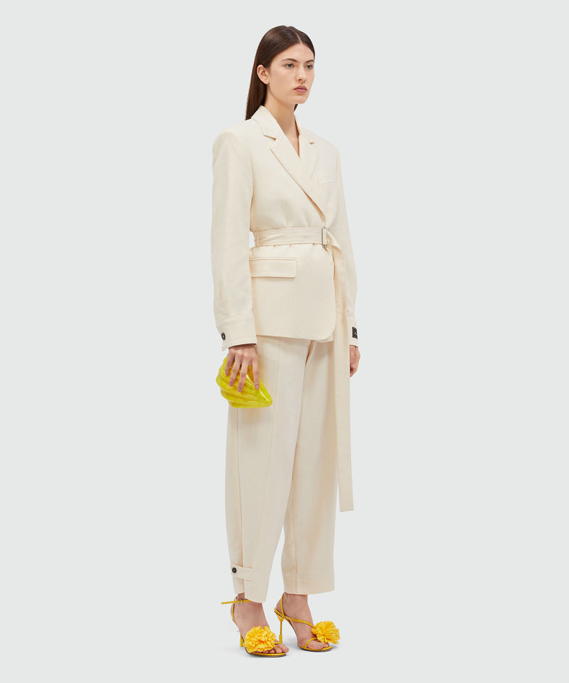 Giacca in canvas fiammato avorio MSGM Tailoring BIANCO SPENTO Donna 