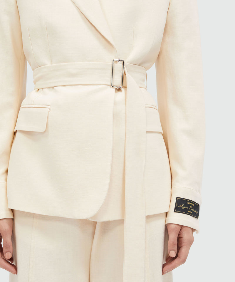 Giacca in canvas fiammato avorio MSGM Tailoring BIANCO SPENTO Donna 