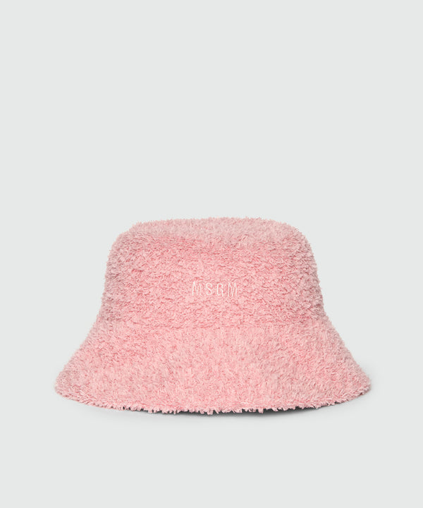 Cappello da pescatore rosa in tessuto bouclé