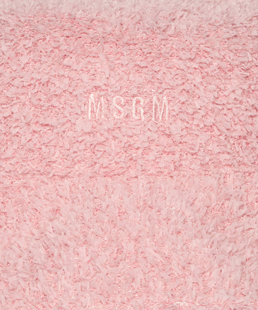 Pink bucket hat in bouclé fabric