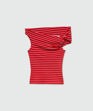 Off-shoulders jersey top with striped pattern