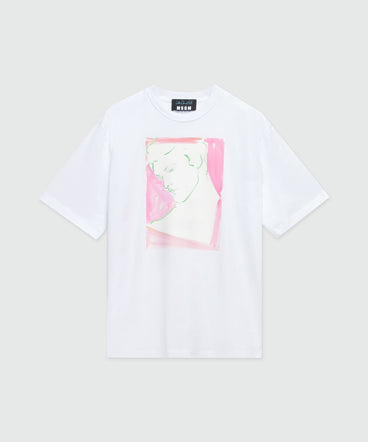 White jersey T-Shirt with Luke Edward Hall x MSGM graphics