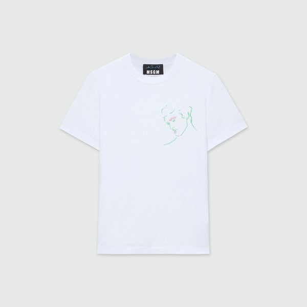 MSGM Logo Printed CrewneckＴシャツ Crew neck T-shirt with MSGM box logo - MSGM Official