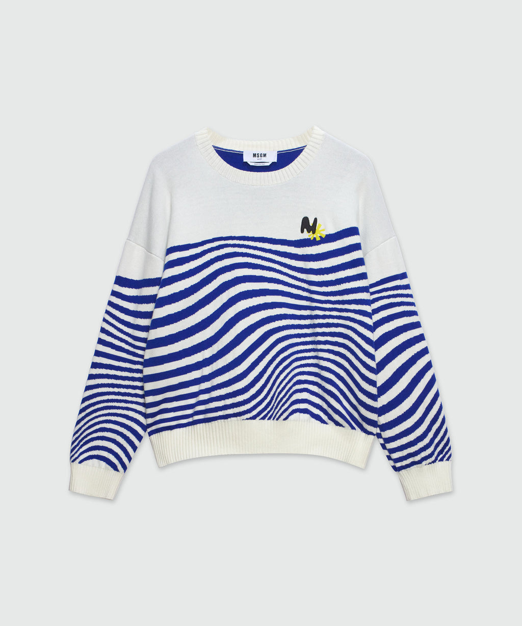 【送料&関税込】MSGM Stripe Ribbed Knit Sweater MSGM | Sweaters | Msgm Ruffle Front Striped Ribknit Sweater
