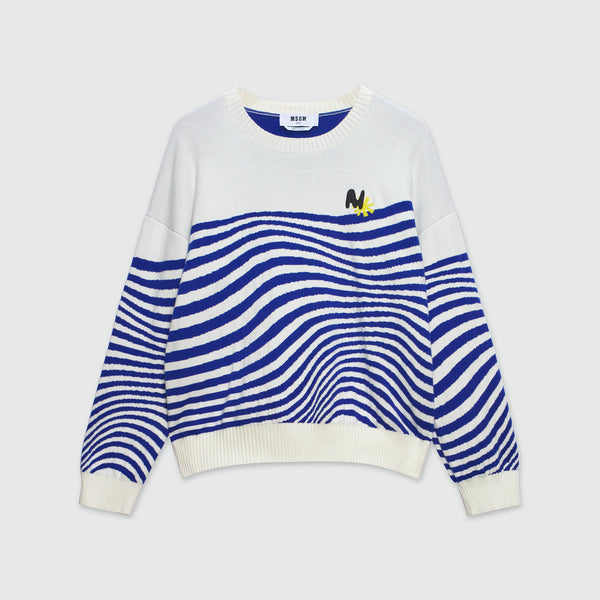 Wave patterned cotton sweater - MSGM Official