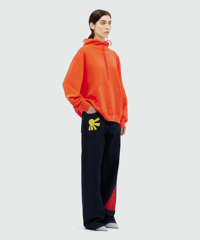 Felpa in cotone arancio stampa maxi logo RED Donna 