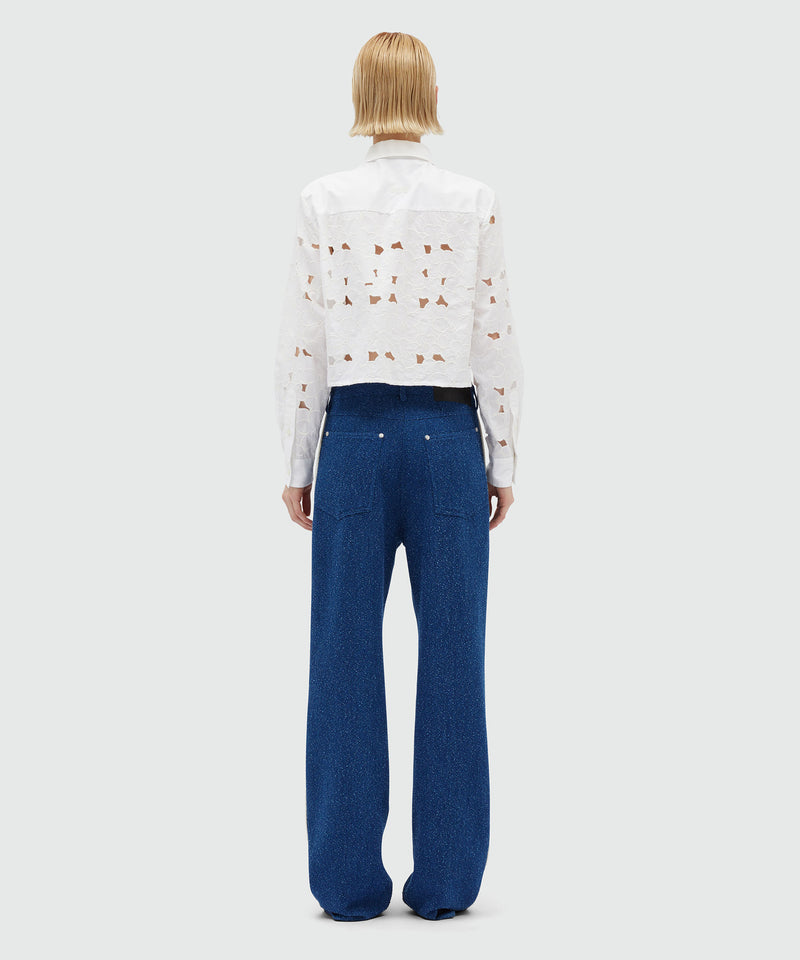 Blue bouclé denim trousers 88 Women 