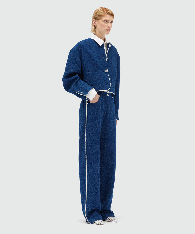 Blue bouclé denim trousers 88 Women 