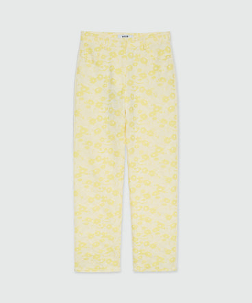 Pants with jacquard floral pattern
