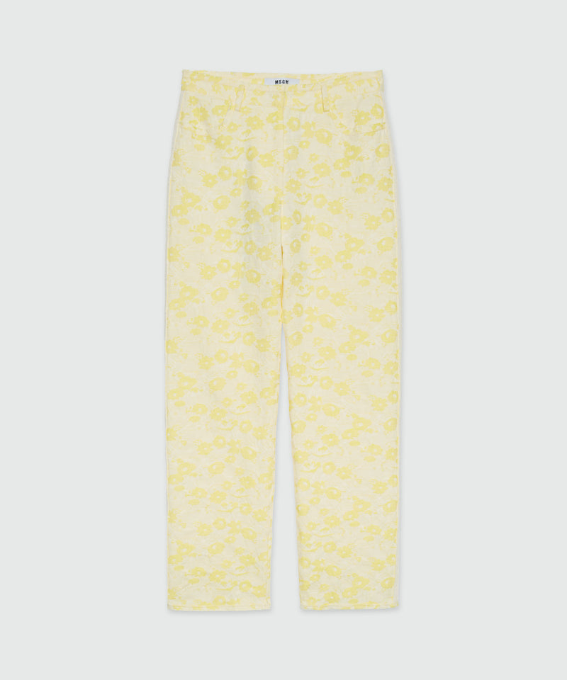 Pants with jacquard floral pattern YELLOW Women 
