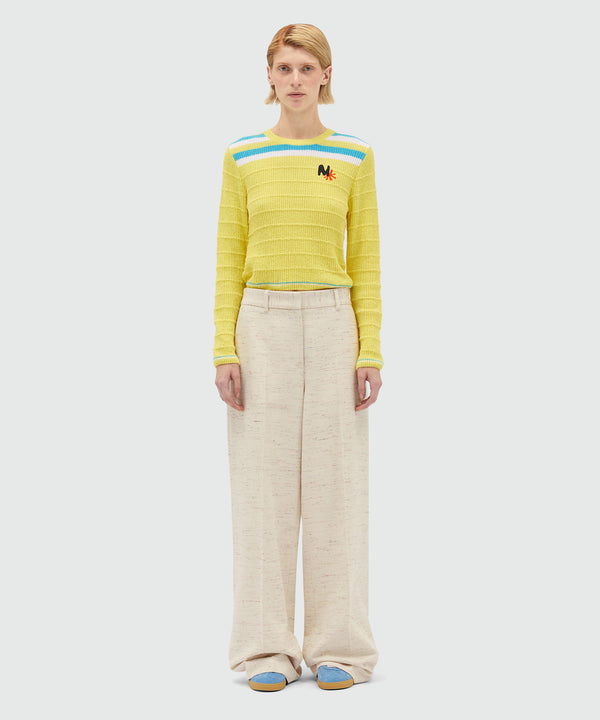 Pantalone palazzo in fancy gabardine