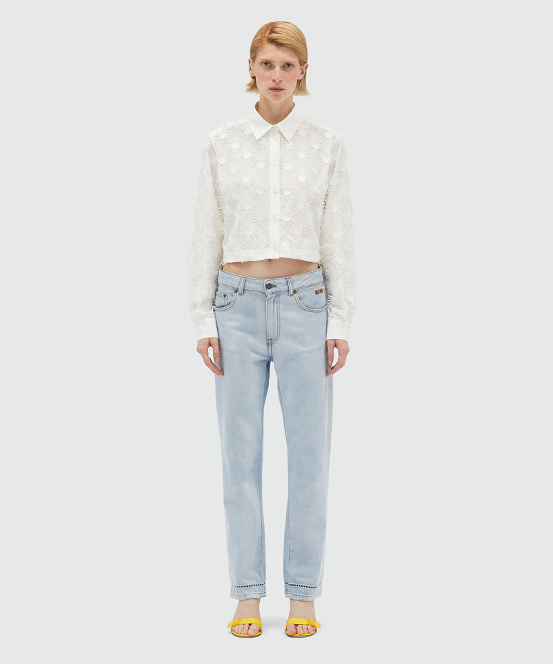 Light blue washed denim trousers BLUE Women 