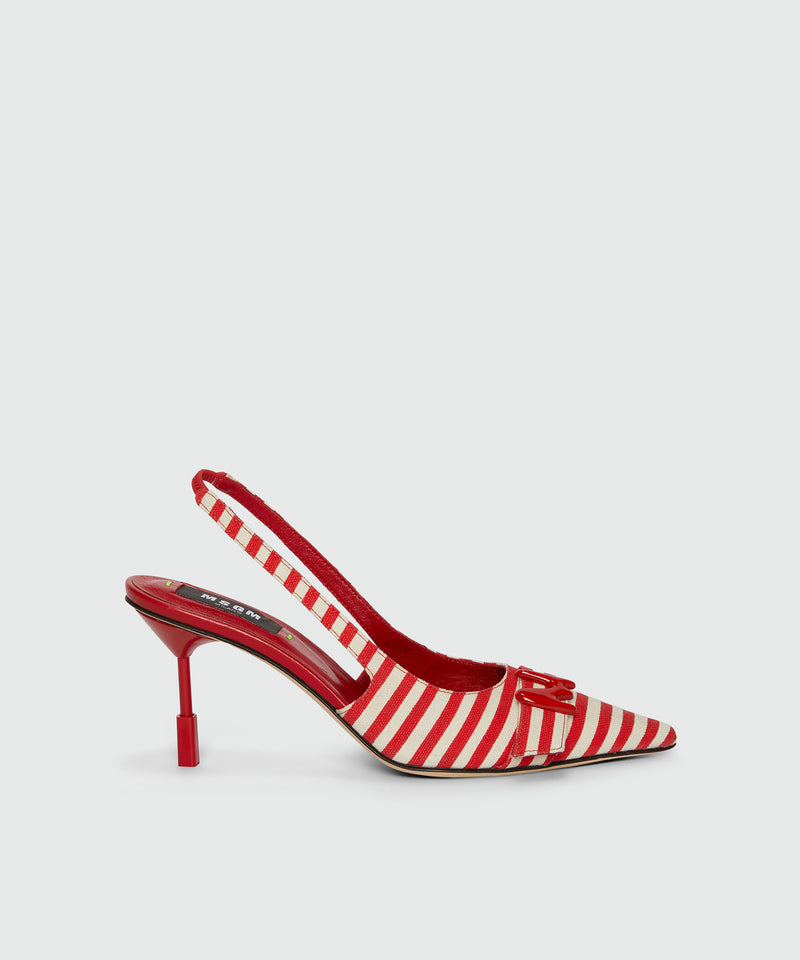 Red and white striped canvas slingback RED Women 