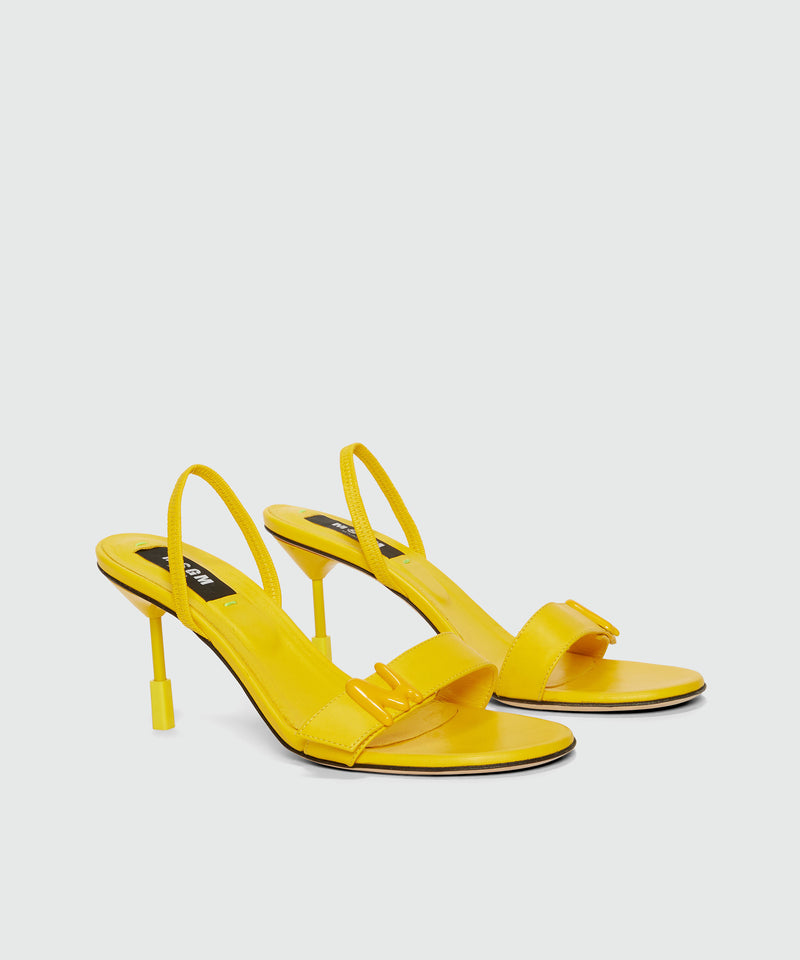 Yellow leather sandals with "TheMwave" detail YELLOW Women 