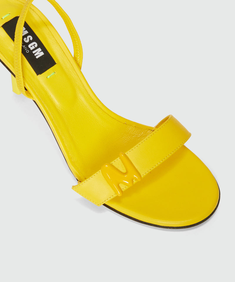 Yellow leather sandals with "TheMwave" detail YELLOW Women 