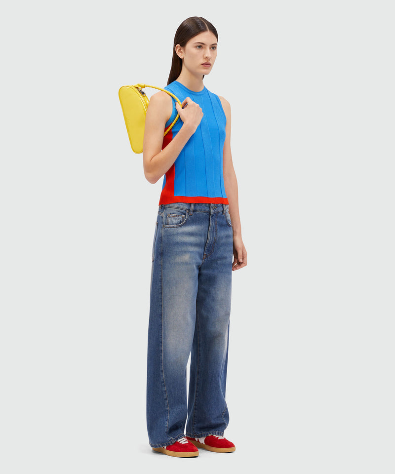 Color-block patterned knit top BLUE Women 
