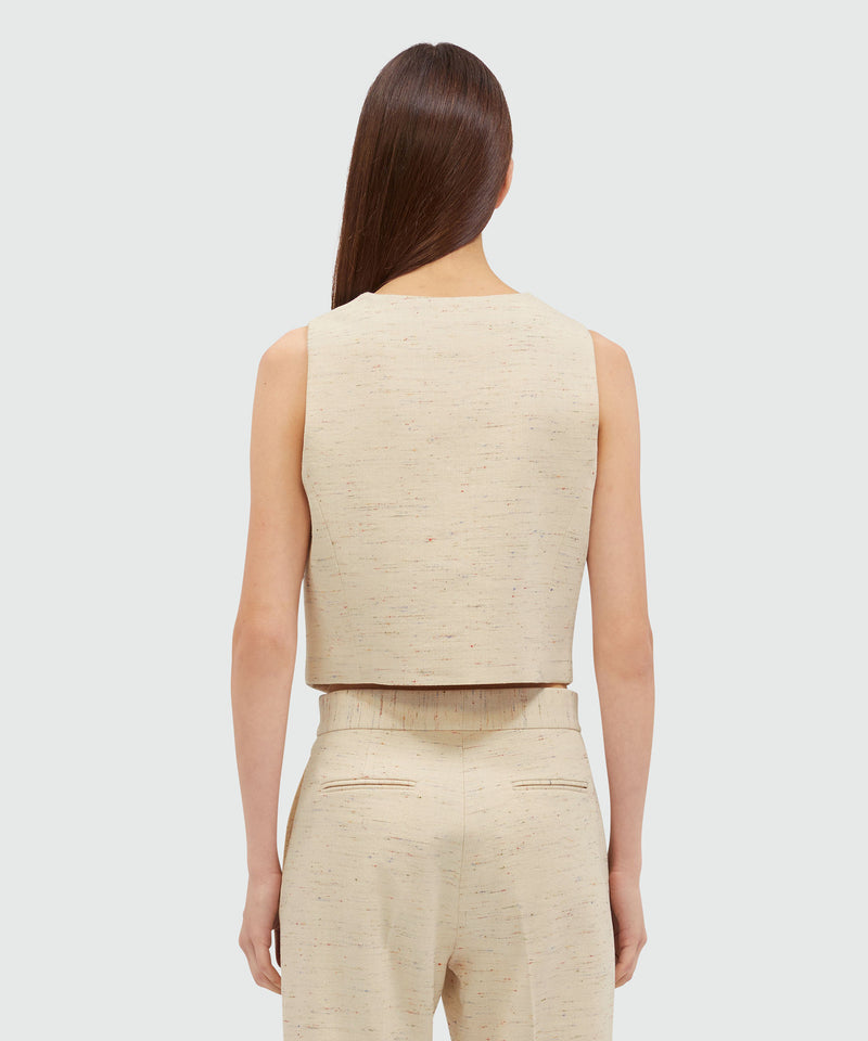 Waistcoat in cream fancy gabardine OFF WHITE Women 