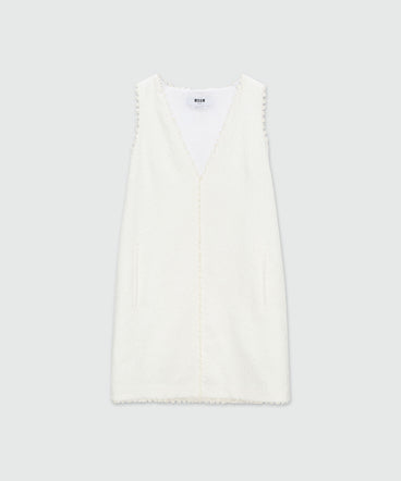 Sleeveless white cotton dress