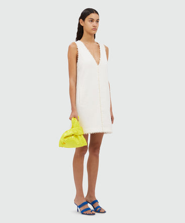 Sleeveless white cotton dress