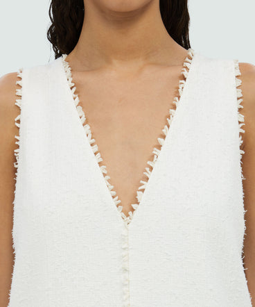 Sleeveless white cotton dress
