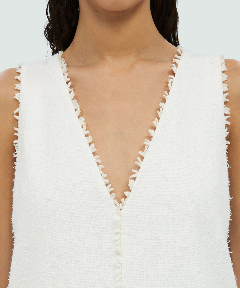 Sleeveless white cotton dress WHITE Women 